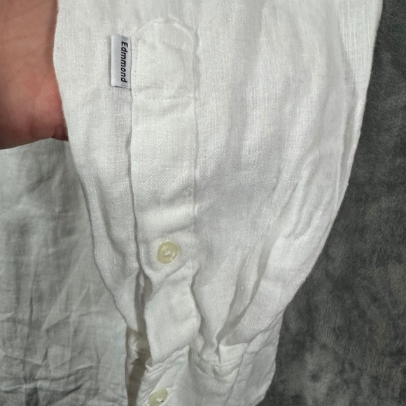 Edmmond Studios White Linen Button Down Long Sleeve Shirt - Picture 12 of 14
